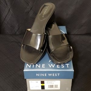 Nine West Black Patent Leather Wedges